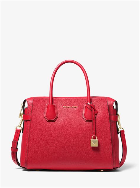 michael kors red pebbled leather|Michael Kors mercer best badger.